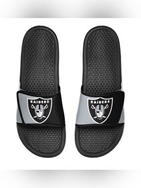 Las Vegas Raiders FOCO Youth Colorblock Big Logo Slide Sandals Size M 13-1